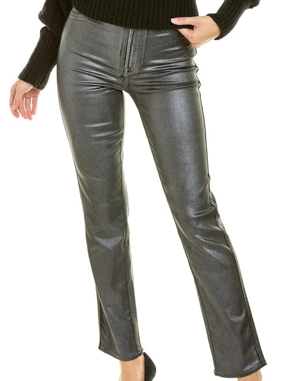 For All Mankind Teal Faux Leather Straight Leg Pants
